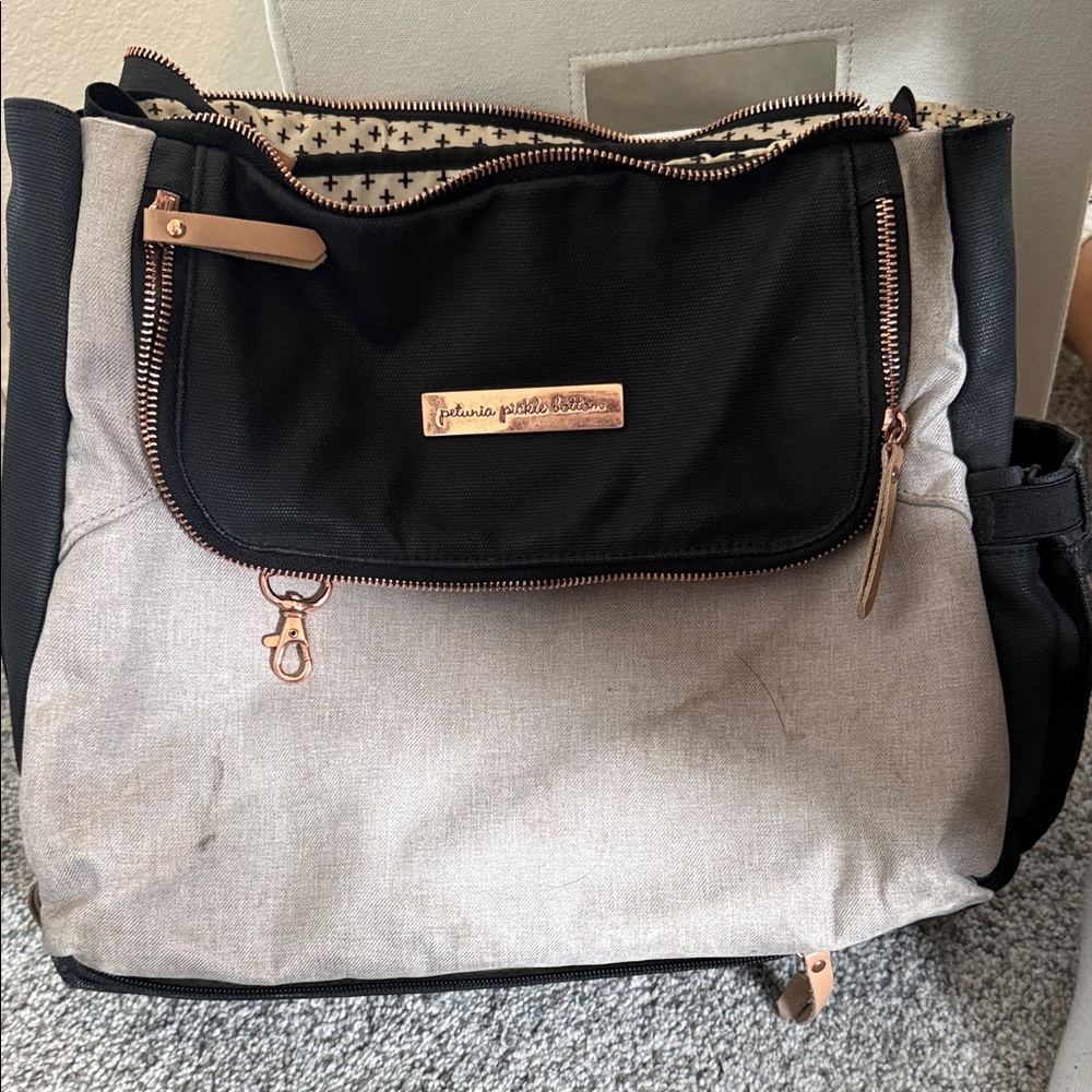 Petunia Pickle Bottom Black and Cream Baby Bag
